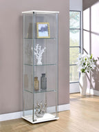 Coaster Home Furnishings - Bellatrix - Glass - 3-Shelf Curio Cabinet with Metal Frame, One Door, and Black Hardware - Living Room - 64-Inch - White - 951072