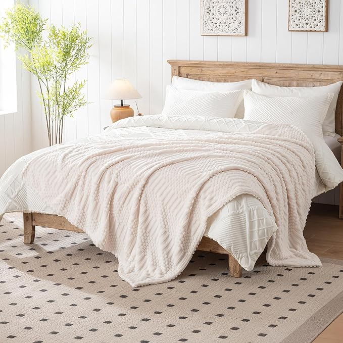 50x70 Inch Beige Throw Blanket - Image 2