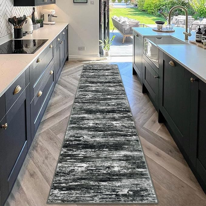 KOZYFLY Modern Abstract Hallway Runner, 2x10 Washable Rug Runner Non-Slip Soft - Image 3