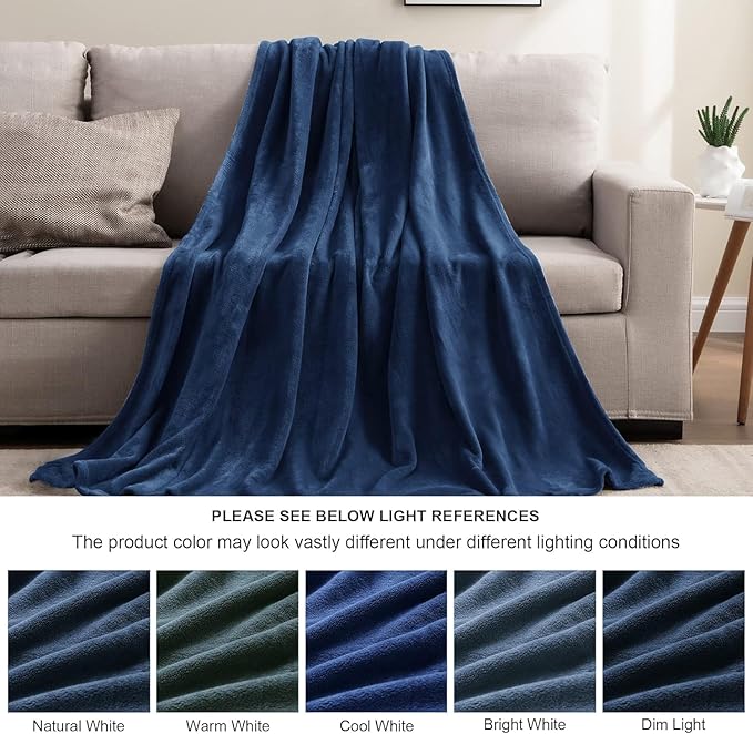 BEDELITE Fleece Blanket Full Size Navy - Image 3