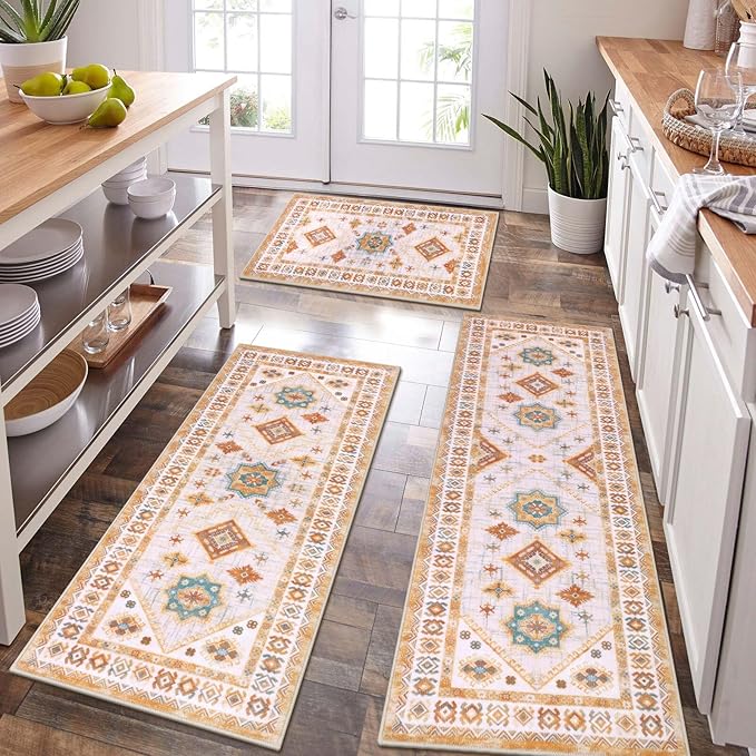 HEBE Boho Kitchen Rug Sets 3 Piece by HEBE