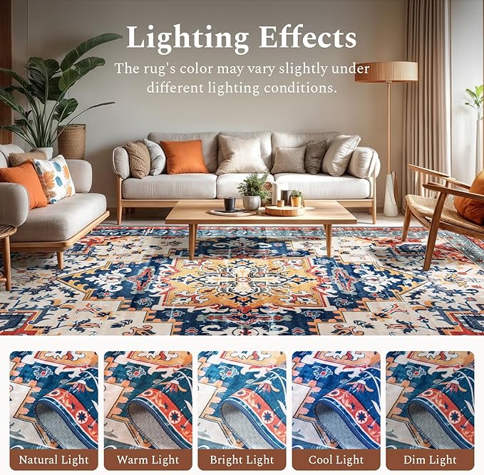 Rugflix 8x10 Area Rug for Living Room, Machine Washable Area Rugs - Image 6