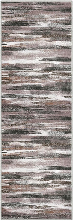 Lansny Modern Abstract Runner Rug 2.6x8, Dark Light Brown White Washable - Image 8