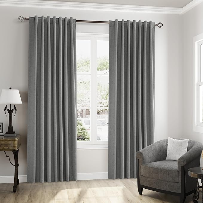 Guken 100% Blackout Linen Curtains 72 Inch Length 2 Panels Set - Image 8