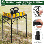 E EASTSTORM Folding Grill Table for Outside, 3 Height Adjustable,Small Camping Table with Black Metal Mesh, Portable Outdoor Table for Picnic BBQ, Garden, Patio, Tailgate & Travel