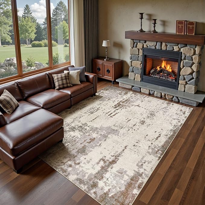 UERMEI Area Rug Living Room Rugs-Washable Neutral Modern Abstract Soft Thin by UERMEI