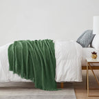 BOURINA Green Throw Blanket 50 x90 Inches Throw Textured Solid Soft Sofa Throw - Image 3