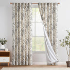 jinchan Lined Linen Blend Curtain Floral Curtains by JINCHAN