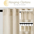 Faux Linen Beige Curtains 94 inches Long - Image 2