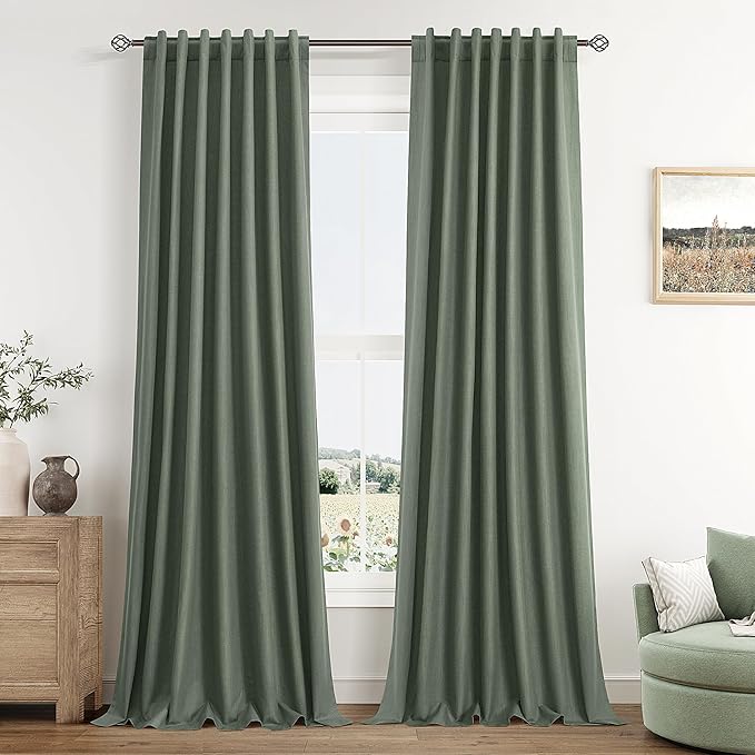 Guken Olive Green 100% Blackout Curtains 84 Inch Length 2 Panels Set by Guken