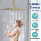 Thermostatic Shower System Dual Shower Head & HandHeld Spray Brushed Gold