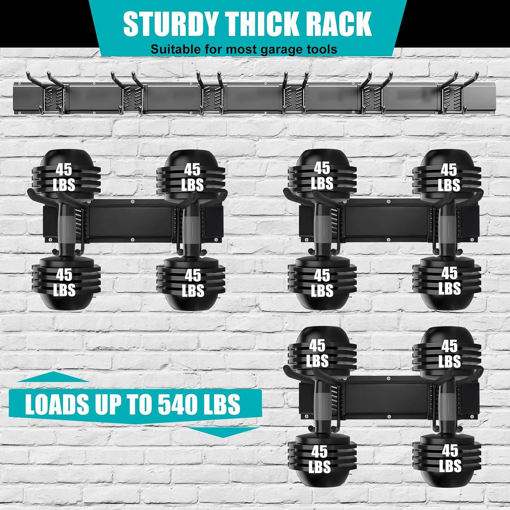48" Garage Tool Organizer Wall Mount,Heavy Duty Adjustable Hooks