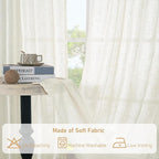 LAMIT Cream 80 inch Linen Curtains - Image 8