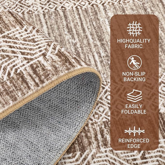 GarveeHome 6x9 Large Washable Area Rug Modern Bordered Rug Distressed Geometric - Image 4