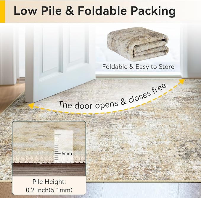 Washable Area Rugs 2'x8' Non-Slip Modern Abstract Soft - Image 7