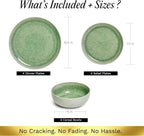 Sango Asher 12-Piece Stoneware Dinnerware Set for 4, Green Ceramic Plates and Bowls Sets, Modern Dish Set with Reactive Glaze, Durable Kitchen Dishes for Casual Dining, Microwave & Dishwasher Safe