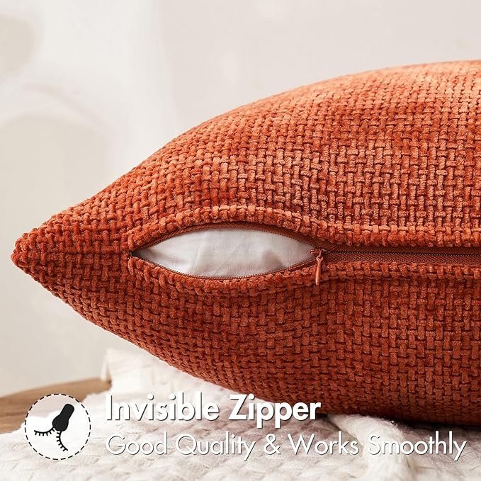 MIULEE Pack of 2 Fall Burnt Orange Decorative Pillow Covers 16x16 Inch Soft - Image 5