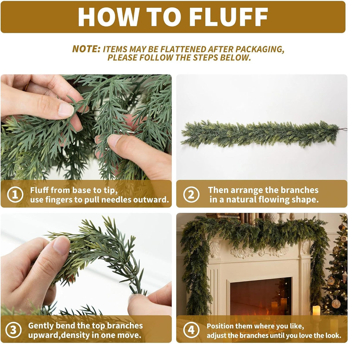 2PCS 6FT Real Touch Artificial Cedar Garland for Christmas Decor