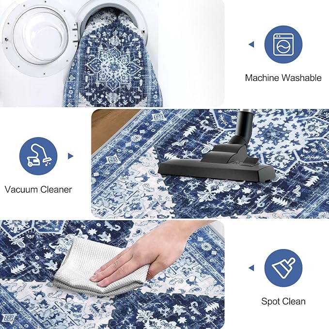 Yamaziot Washable Runner Rug, 2x5 Non-Slip Boho Vintage Hallway Rug Runner - Image 5