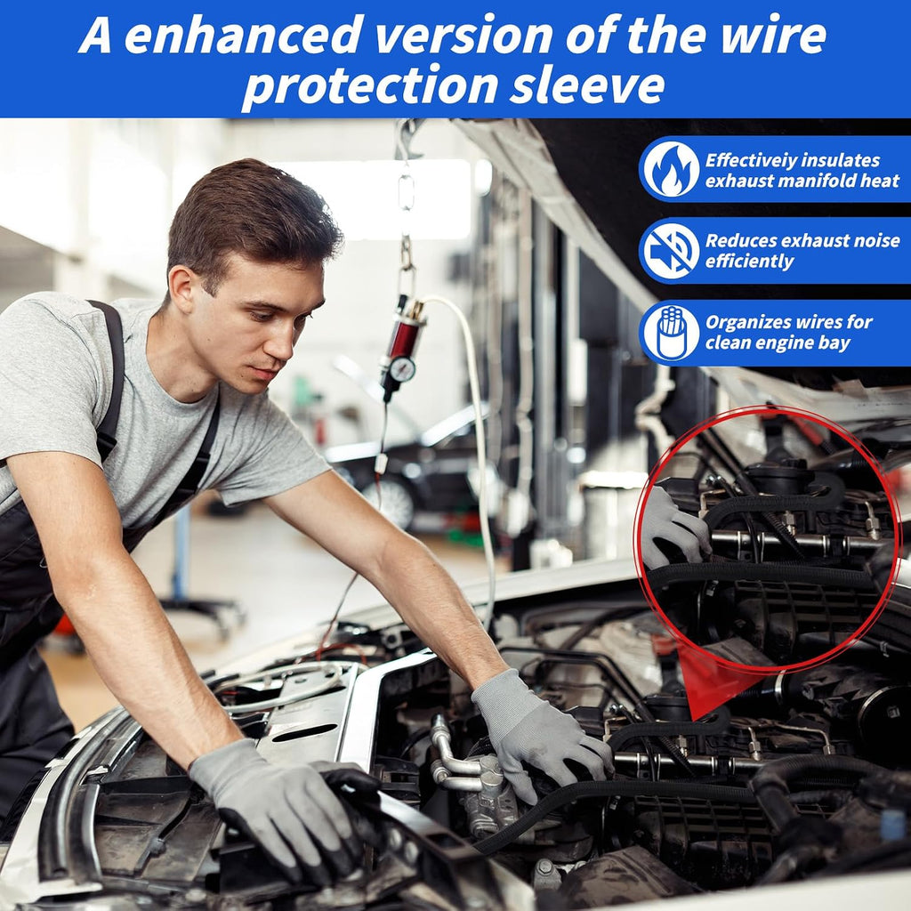 30ft - 1/4in Split Braided Sleeve Cable Management, Self-Wrapping