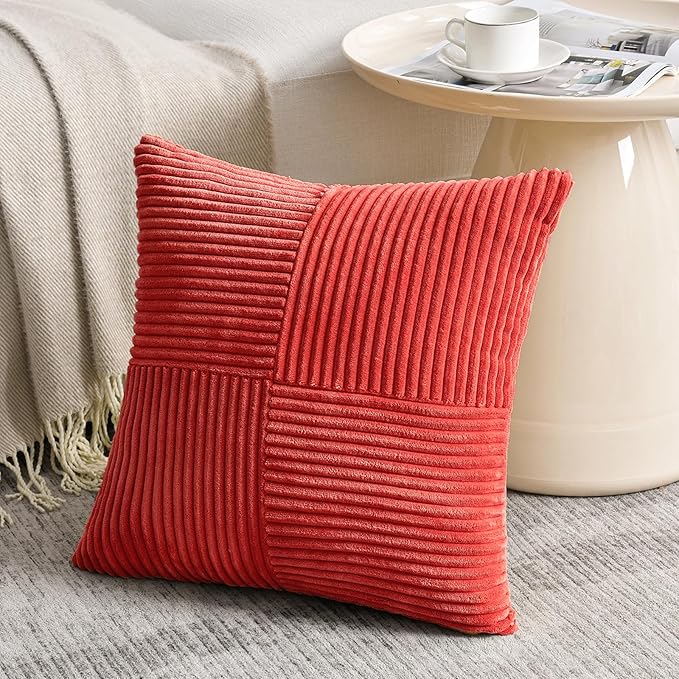 Fancy Homi 2 Packs Red Decorative Throw Pillow Covers 18x18 Inch - Image 2