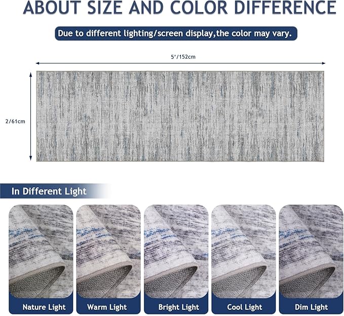 2x5 Washable Runner Rugs，Modern Abstract Rug Runner, Ultra-Thin Kitchen Runner - Image 2