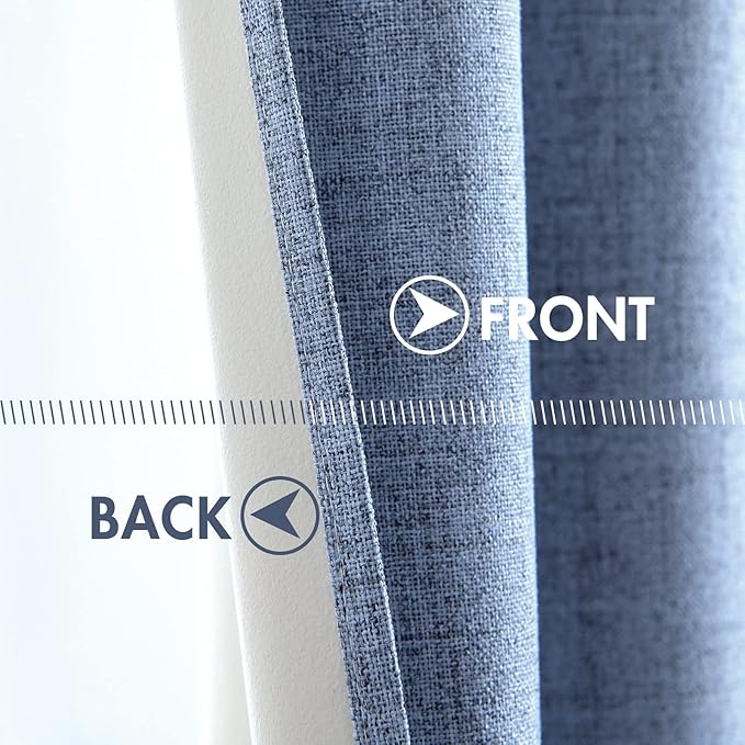 MIULEE Linen Texture Curtains for Bedroom Solid 100% Blackout Thermal Insulated - Image 6
