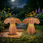 2 Pack Solar Mushroom Rattan Lanterns, 9’’ Handmade Wicker Lamp Mushroom Lights for Indoor Outdoor, Solar Outdoor Lamp Solar Lanterns for Table Deck Yard Patio Walkway Porch, Home Decor, Boho Decor