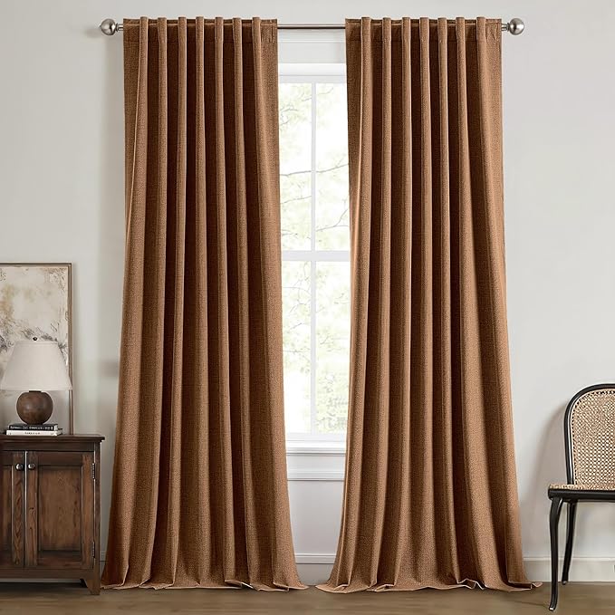 MIULEE 100% Blackout Linen Curtains by MIULEE
