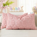 decorUhome Easter Pink Egg Pillow Covers 12x20 Inch Set of 2, Soft Plush Faux by decorUhome