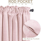 100% Blackout Shield Soft Pink Linen Blackout Curtains - Image 4