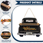 Ferraycle 13 Pcs Interchangeable Welcome Sign Halloween Seasonal Black Truck Decor Door Signs with 12 Holiday Icons Rustic Farmhouse Interchangeable Holiday Decor