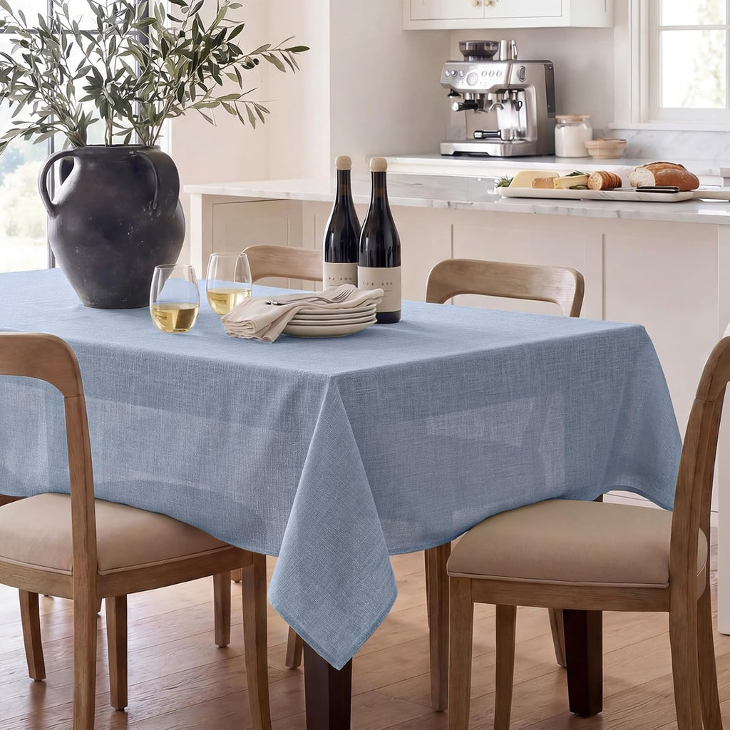 NOVILYS Green Christmas Rectangle Tablecloth with Linen Textured
