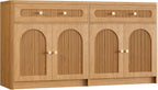 59" W Arched and Fluted Sideboard Buffet Cabinet with Storage, Oak