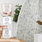 jinchan Floral Curtains 96 Inches Long Blue Flower Linen Farmhouse Curtain - Image 8