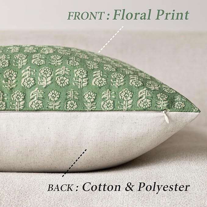Foindtower Set of 2 Decorative Neutral Floral Print Throw Pillow Covers Vintage - Image 2