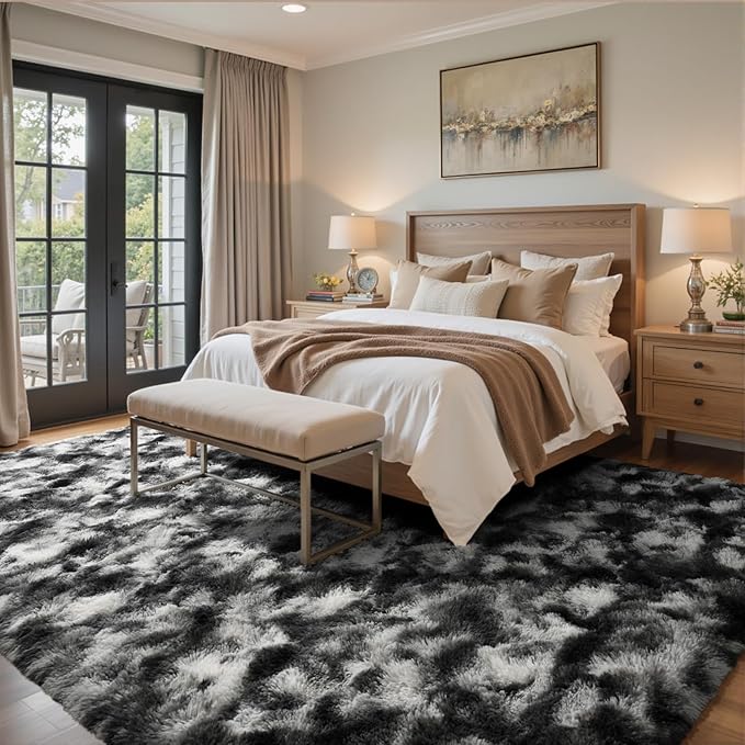 4x6 Ft Shag Area Rug for Bedroom Living Room, Tie-Dyed Ultra Soft Fluffy Furry - Image 3