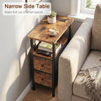 LOAKEKEL Narrow End Table with Charging Station, Side Tables Living Room