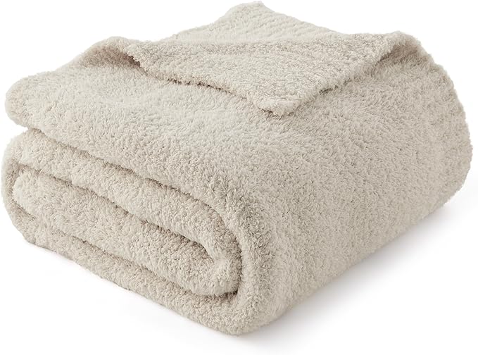 Bedsure Beige Knit Throw Blanket by BEDSURE