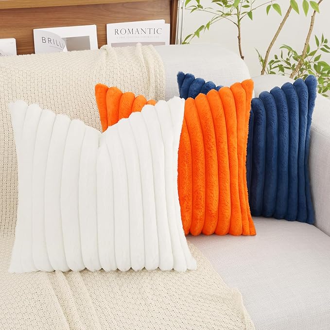 decorUhome Summer Cozy Faux Fur Throw Pillow Covers 26x26 Set of 2 Decorative - Image 8