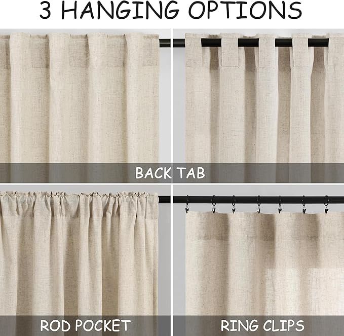 Beige Linen Curtains 80 inches Long - Image 3