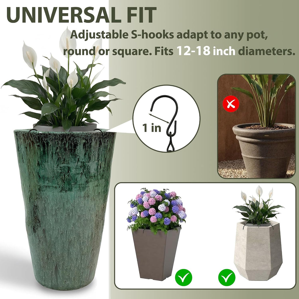 2 Pack Adjustable Planter Inserts with Chains and S Hooks for 12-18" Pots.