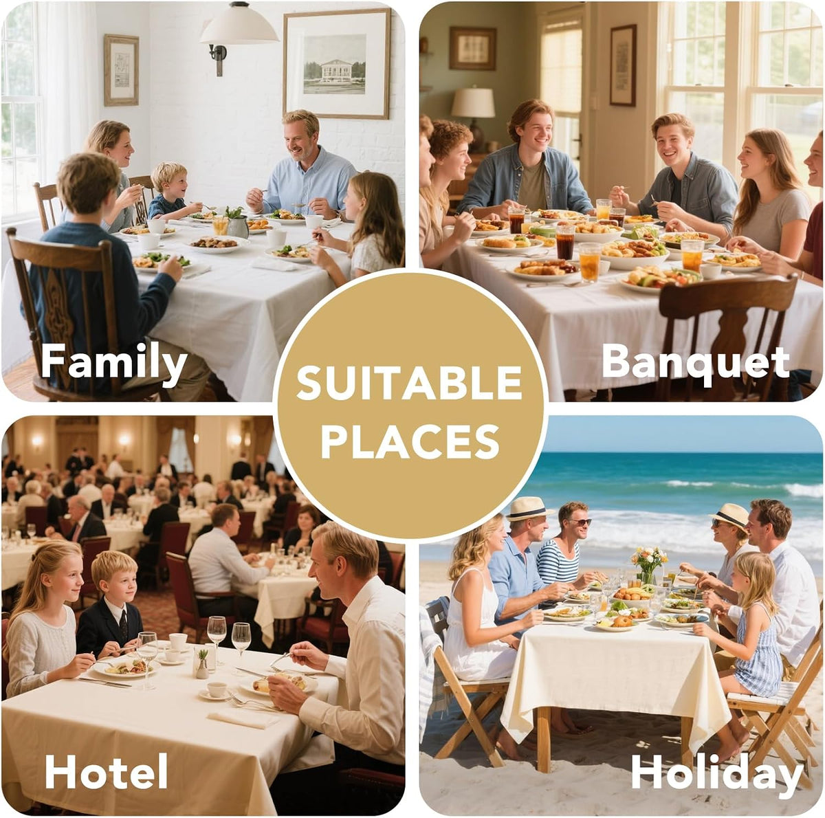 H.VERSAILTEX Linen Table Cloths Rectangle 60 x 120 Inch Premium Tablecloth Spill-Proof Waterproof Table Cover for Dining Buffet Feature Extra Soft and Thick Fabric Wrinkle Free, Natural