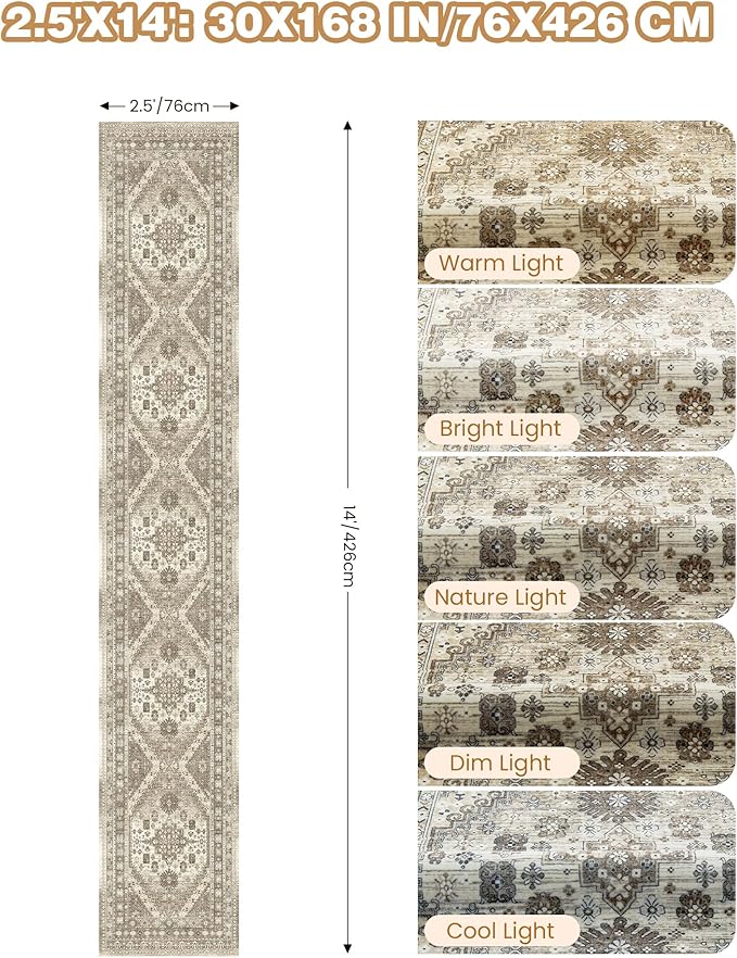 Washable Runner Rug 2.5x14, Non-Slip Long Kitchen Mats - Image 2