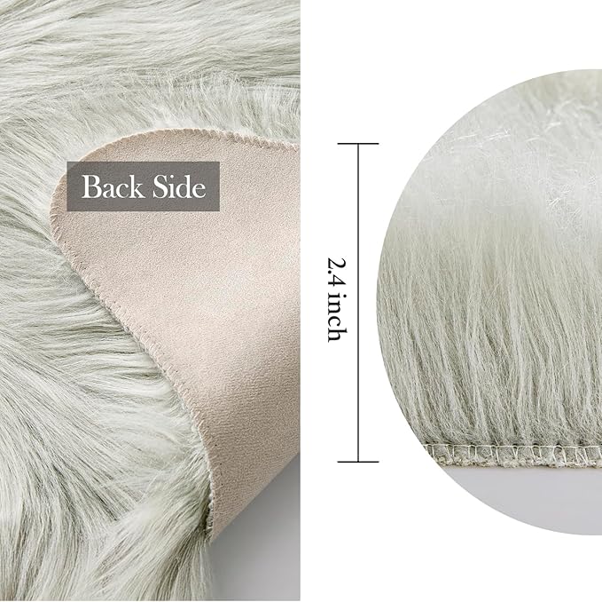 MIULEE Luxury Soft Fluffy Area Rug 3x5 Feet, Faux Fur Sheepskin Rug Decorative - Image 2