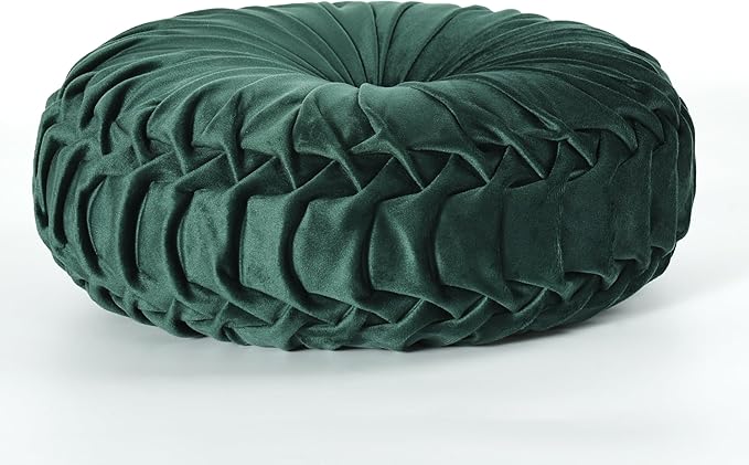 HIG Set of 2 Decorative Round Pleated Throw Pillows, Classy Accent Pumpkin - Image 6