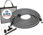 Central Vac System Carpet and Bare Floor Air Turbine Pet Care Attachment Set for Cleaning Home, Includes 30FT Crushproof Hose, Air turbine and Soft-Bristle Brush, Crevice Tool, Wand & Mesh Storage Bag