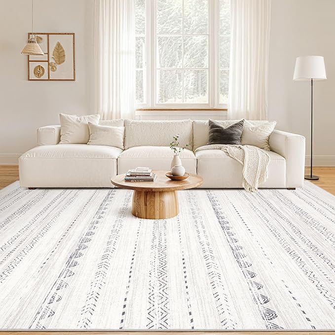 Nakagishi 8x10 Area Rugs Living Room: Washable Boho Large Neutral Soft - Image 4
