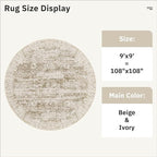 9x9 Brown Round Rug 9ft Living Room Circle Rug Vintage Round Area Rug Non Slip - Image 5