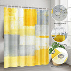 ArtSocket Bathroom Sets with Shower Curtain and Rugs, Set of 4 Grey Yellow